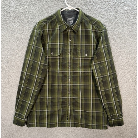 Kuhl Shirt Adult Medium Green Plaid Eluxur Workwear Outdoors Camping Mens M - Picture 1 of 12